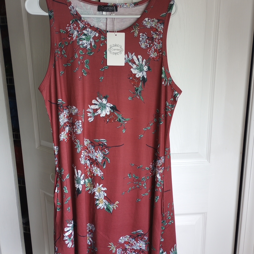Camisa Women's Floral Midi Dress - Burgundy